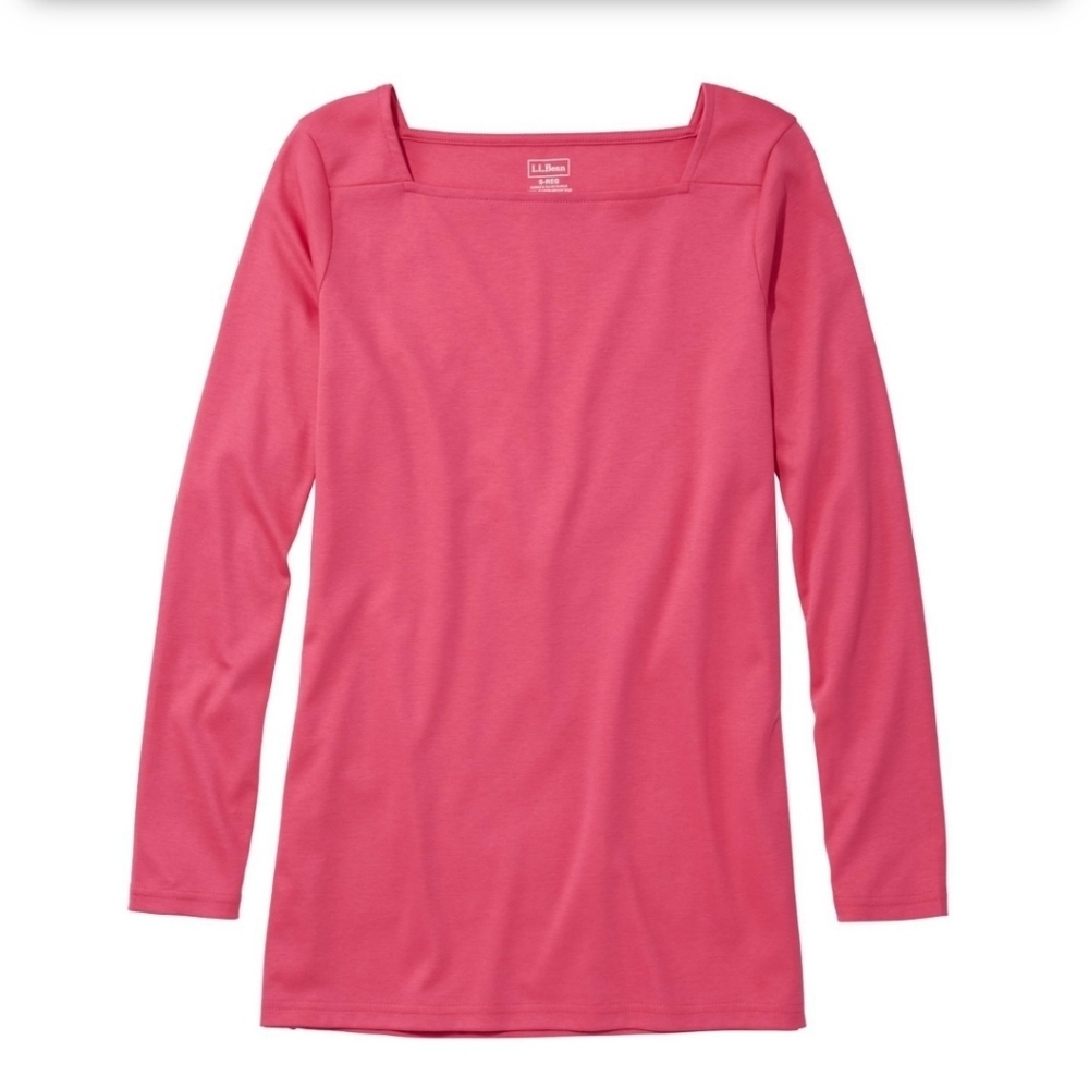 L.L. Bean Long-Sleeve Squareneck 100% Cotton Tshirt